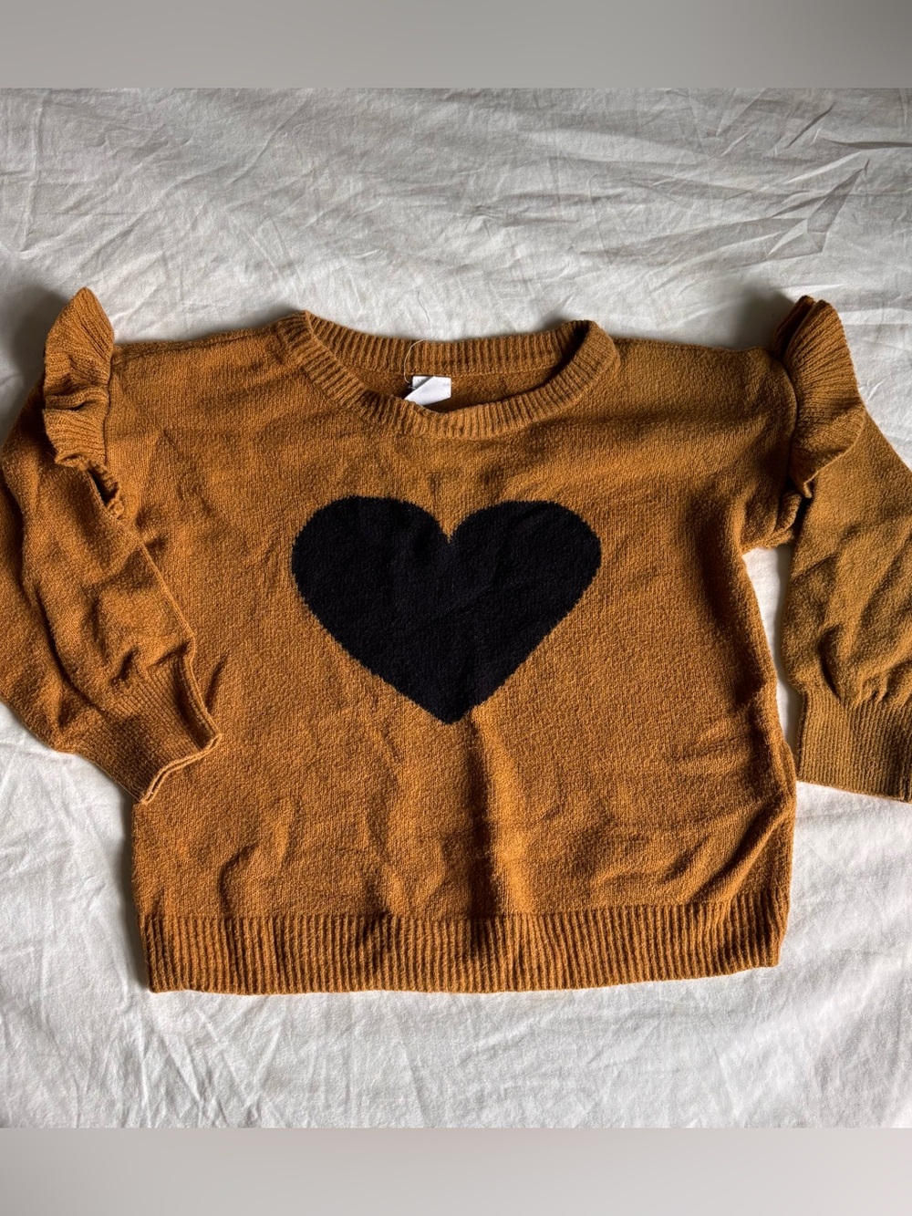 GAP Toddler Camel Brown 🖤 Ruffle Shoulder Sweater • Size 3